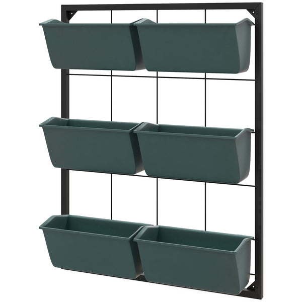 sconto Orto Verticale a 3 Livelli con 6 Vasi 52x14x66 cm in Acciaio e Plastica Verde Scuro