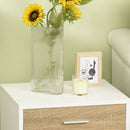 Set 2 Comodini 1 Cassetto 47,5x40x45 cm in Truciolato Bianco e Legno Naturale-9