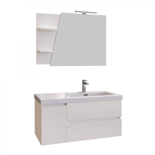 Mobile Bagno Sospeso 100 cm Lavabo e Specchio Bonussi Pegaso Bianco sconto