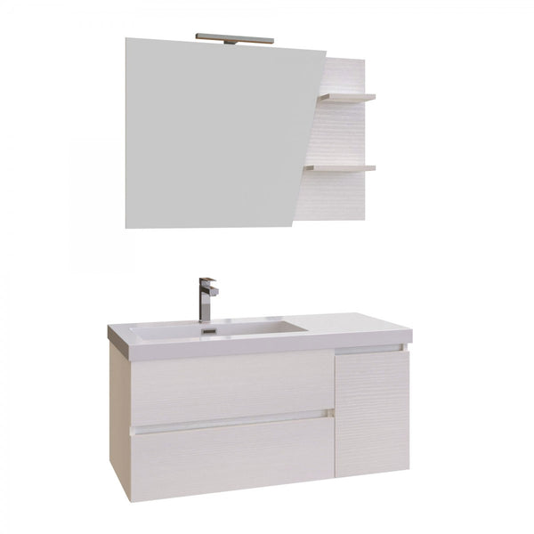 sconto Mobile Bagno Sospeso 100 cm Lavabo e Specchio Bonussi Pegaso Bianco