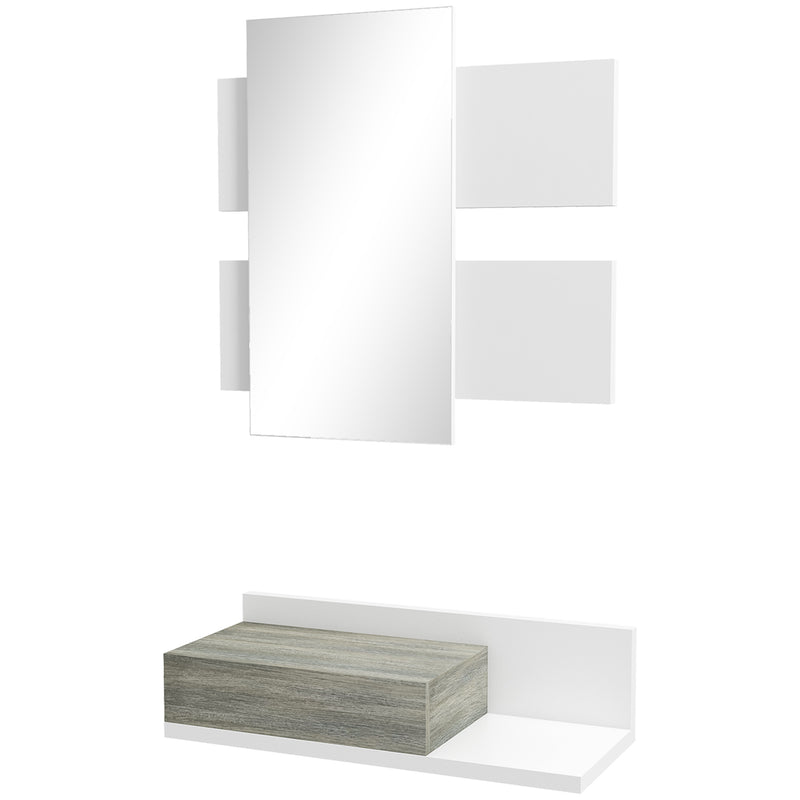 Mobile da Ingresso 2 in 1 con Specchio e Cassetto in MDF Grigio e Bianco – acquista  su Giordano Shop