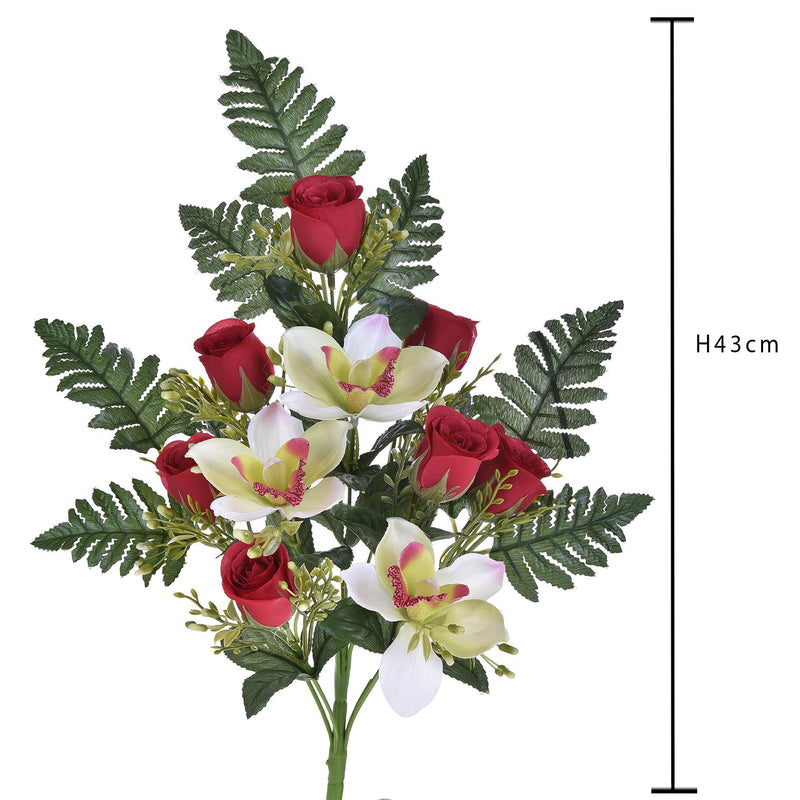 Set 4 Bouquet Artificiali Frontale di Cymbidium e Rose H 43 cm – acquista  su Giordano Shop