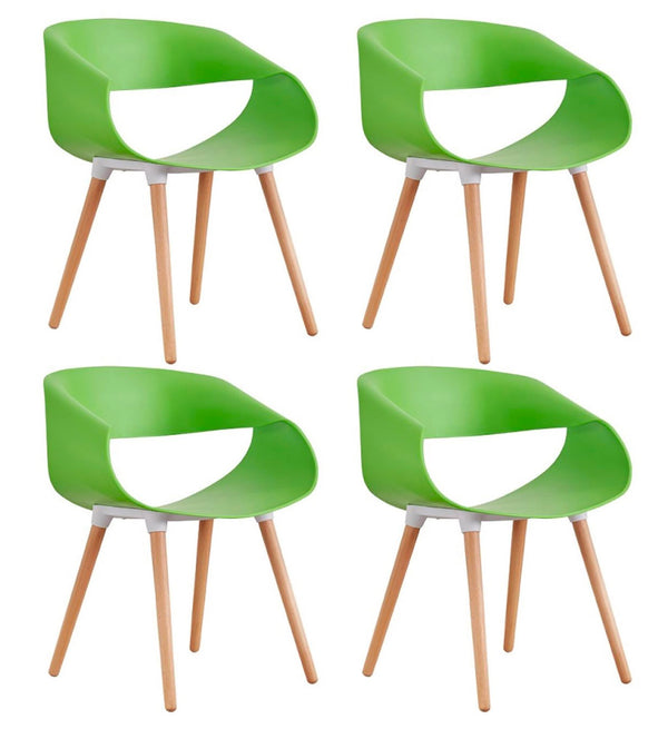 sconto Set 4 Sedie in Polipropilene 45x71x60 cm Gambe in Faggio Fold Verde