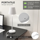 Lampada da Tavolo Portatile Ø11,2x36,5 cm in Acrilico e Metallo Bianco-4