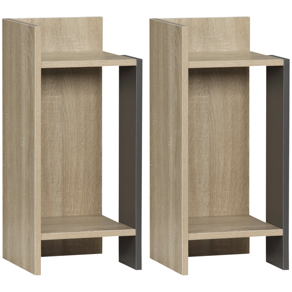 Set 2 Comodini Ripiano Aperto 27x25x60 cm in Truciolato Grigio e Legno Naturale online