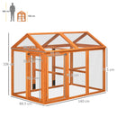 Pollaio Gabbia per Galline 140x88,5x106 cm in Legno con Rete Metallica Arancione-3