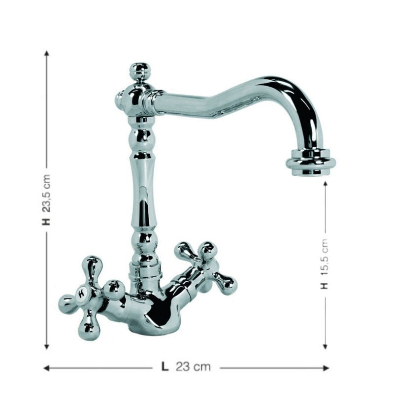 Rubinetto Cucina Miscelatore Monocomando Lavello in Ottone Genova Cromato-2