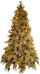 Albero di Natale Artificiale Innevato Glitterato Oro con LED Gold Shine Varie Misure-2