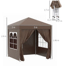 Gazebo Pieghevole 2x2m in Metallo e Poliestere Marrone-3