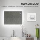 Specchio da Bagno 80x60x3 cm con LED 3 Colori Regolabili in Metallo e Vetro-9