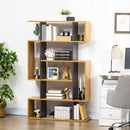 Libreria Moderna a 5 Livelli 13 Ripiani 95x25x150,5 cm in Truciolato Grigia e Color Legno-2