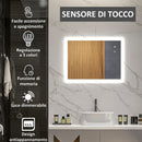 Specchio da Bagno 80x60x3 cm con LED 3 Colori Regolabili in Metallo e Vetro-4