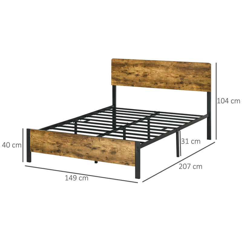 Struttura Letto Matrimoniale 149x207x104 cm in Truciolato con Testiera e Pediera Marrone-3