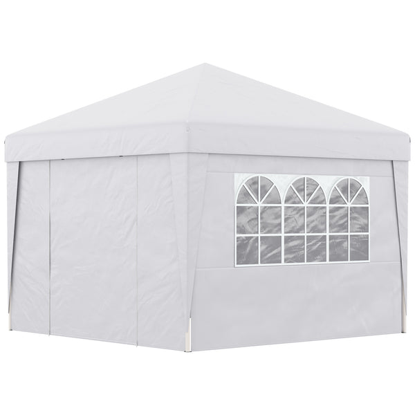 Gazebo da Giardino Pieghevole 3x3m con Design Pop Up e Finestre in Tessuto Oxford Bianco acquista