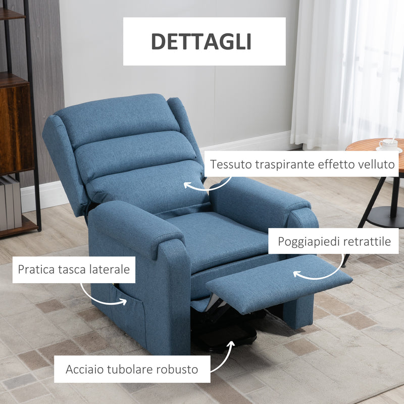 Poltrona Alzapersona Elettrica 85x88x109 cm in Tessuto Effetto Lino Blu –  acquista su Giordano Shop