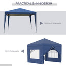 Gazebo Pieghevole da Giardino 2,95x2,95x2,58m in Acciaio e Tessuto Oxford Blu-4