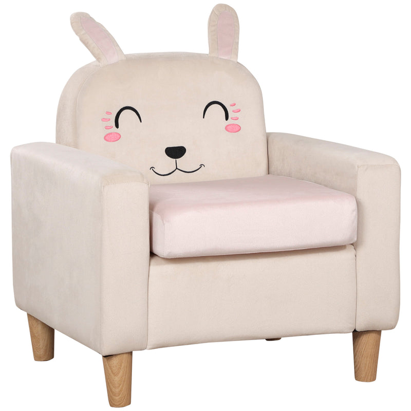 Poltroncina per Bambini con Design a Coniglio 53x47x54,5 cm Gambe in Legno  Crema – acquista su Giordano Shop