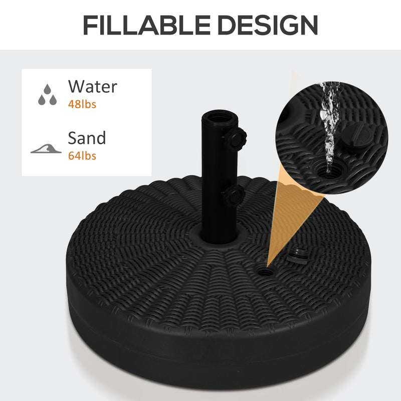 Base per Ombrellone da Giardino 3 m con Maniglie Incorporate Ø51x36 cm in HDPE e Acciaio Nero-5