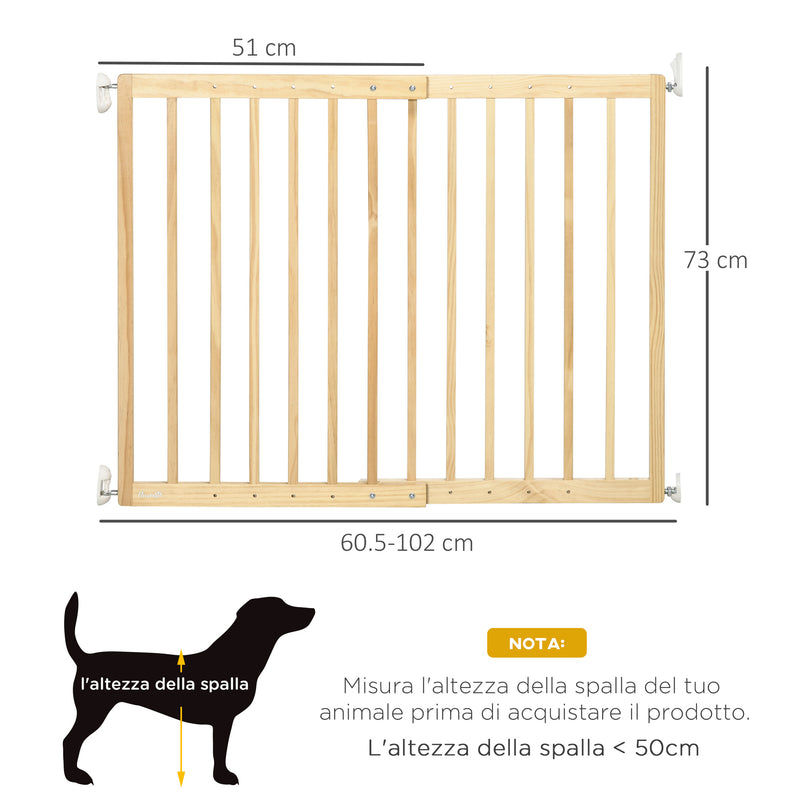 Cancellino per Cani  Taglia Piccola e Media 60,5-102x73 cm in Legno di Pino Naturale-3