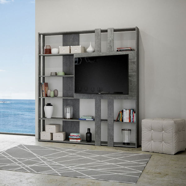 Libreria Moderna 5 Ripiani con Pannello per TV 178x36x204 cm in nobilitato Grigio prezzo