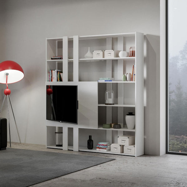 Libreria Moderna 5 Ripiani con Pannello per TV 178x36x204 cm in nobilitato Bianco online