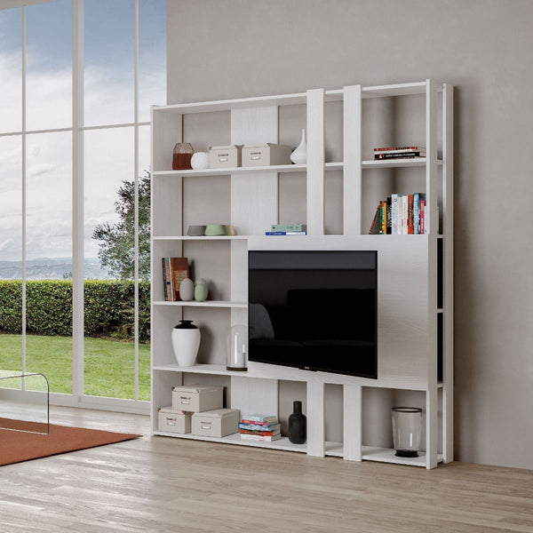 Libreria Moderna 5 Ripiani con Pannello per TV 178x36x204 cm in nobilitato Bianco online