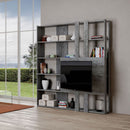 Libreria Moderna 5 Ripiani con Pannello per TV 178x36x204 cm in nobilitato Grigio-1