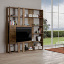 Libreria Moderna 5 Ripiani con Pannello per TV 178x36x204 cm in nobilitato Marrone-2