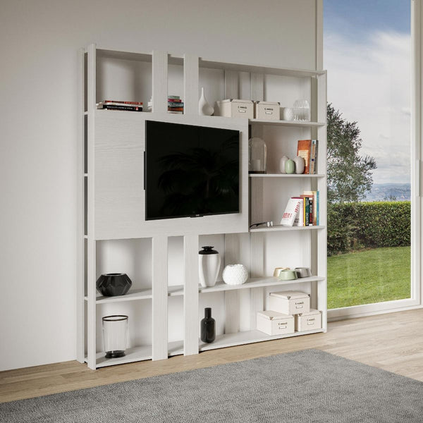 Libreria Moderna 5 Ripiani con Pannello per TV 178x36x204 cm in nobilitato Bianco prezzo