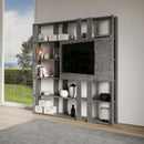 Libreria Moderna 5 Ripiani con Pannello per TV 178x36x204 cm in nobilitato Grigio-2