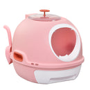 Toilette Chiusa per Gatti 47x55x44 cm con Vassoio Estraibile e Paletta Rosa-1