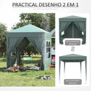 Gazebo Pieghevole 2x2m in Metallo e Poliestere Verde-5