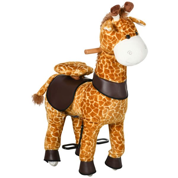 Cavallo a Dondolo per Bambini 70x32x87 cm con Ruote a Forma di Giraffa Giallo sconto