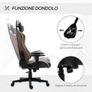 Sedia da Gaming 66x53x124-134 cm Reclinabile a 150° con Funzione Dondolo Grigio-5