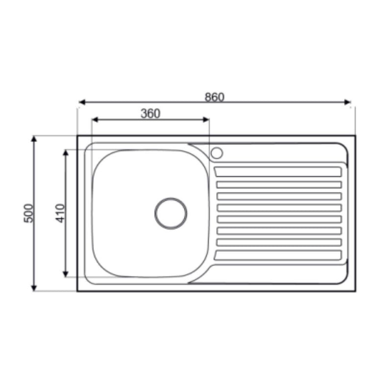 Lavello incasso cucina acciaio 86x50 cm una vasca e gocciolatoio destro – acquista  su Giordano Shop