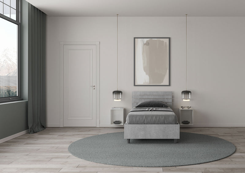 Letto Singolo Testata Dritta Ankel Grigio Varie Misure-2