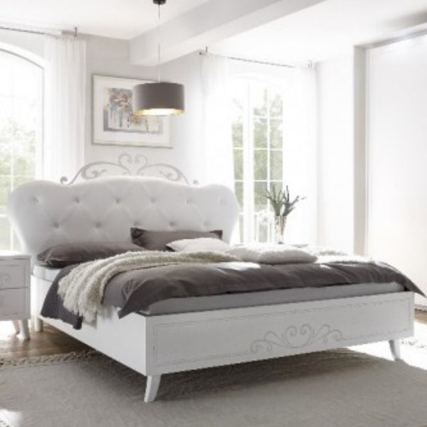 Letto Matrimoniale 192x205x110 cm Pamuk in legno bianco sconto