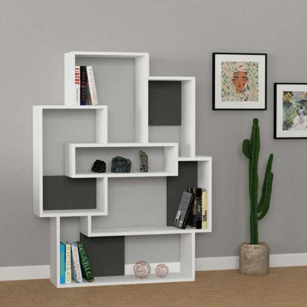 prezzo Libreria Barce bianco antracite 101x22x132h cm