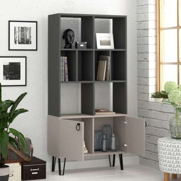 online Libreria Bene 80x30x166 cm con ante antracite tortora