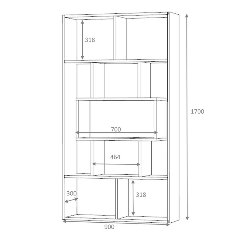 Libreria Face  90x30x170 cm grigio cemento-4