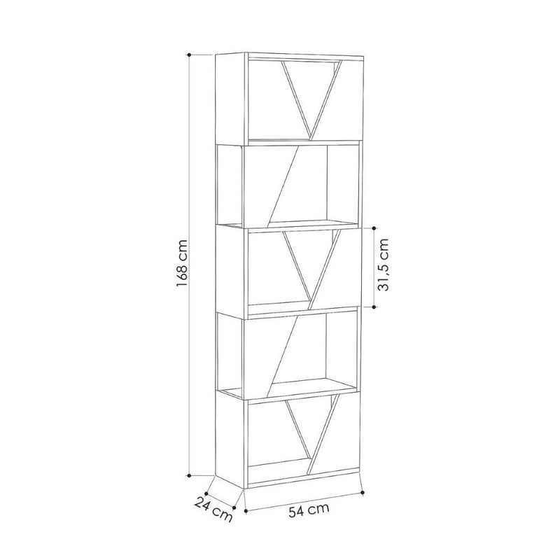 Libreria Frame 54x168 cm 5 ripiani antracite -3