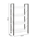 Libreria in Legno 139x73x35 cm Scaffale 4 Ripiani per Ufficio Bianco-3