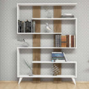 Libreria 120x164h cm Jane bianca particolari noce-2