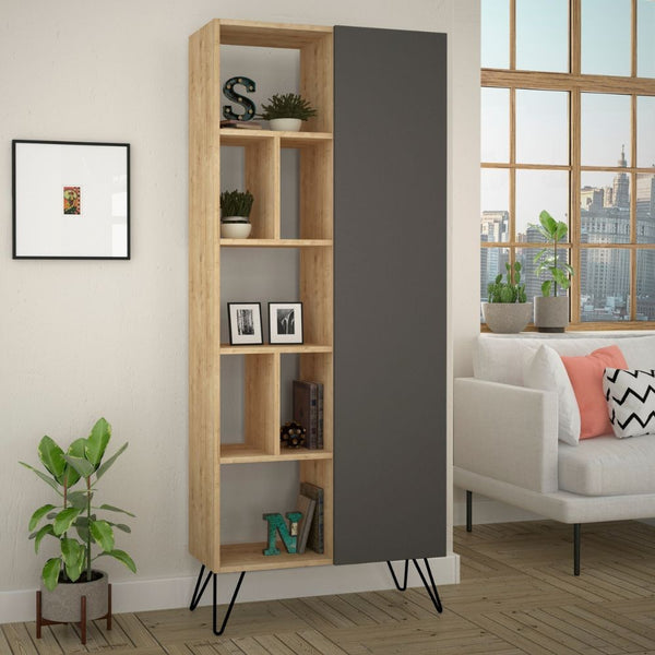 acquista Libreria con Anta 80,6x29,6x191 cm in MDF Jedda Antracite