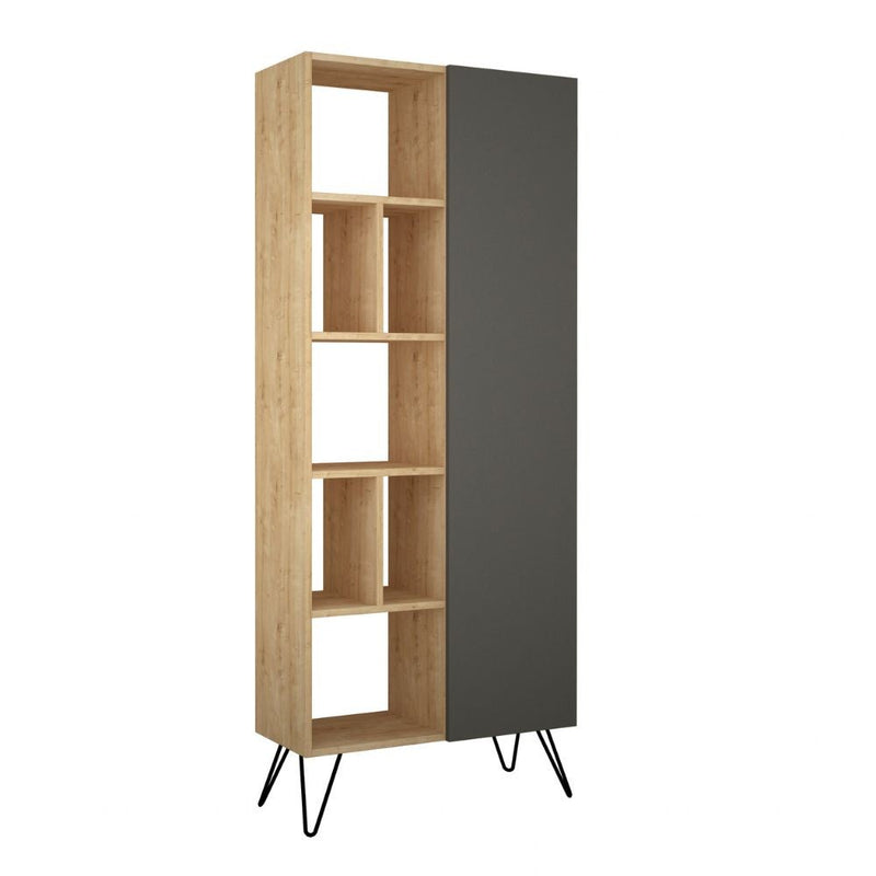 Libreria con Anta 80,6x29,6x191 cm in MDF Jedda Antracite-3