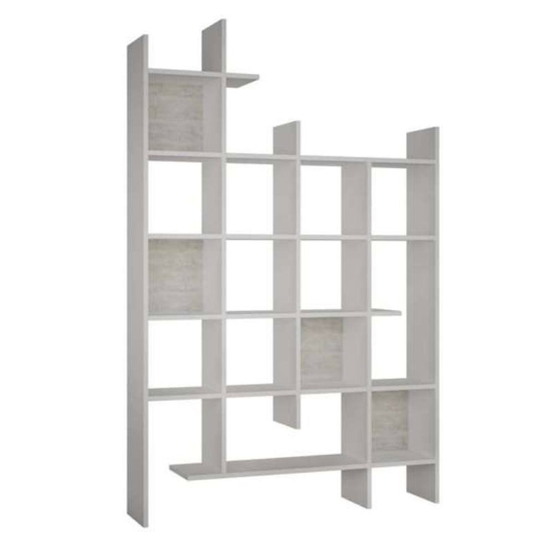 Libreria 6 Ripiani 122x25,5x188 cm in MDF Manco Bianco-2