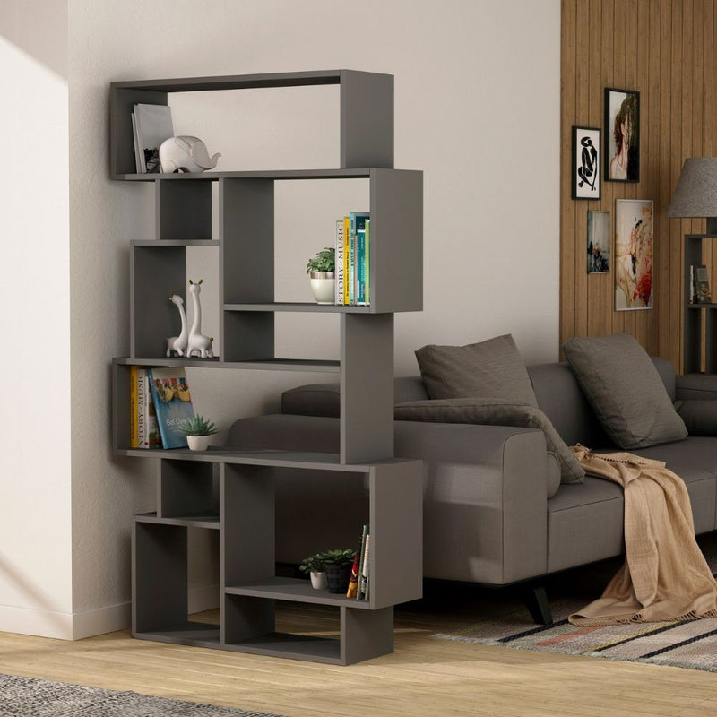 Libreria Moderna 96x25,5x168,5 cm in MDF Karmato Antracite-3