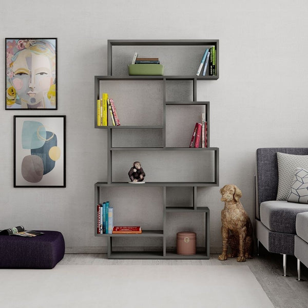 Libreria orizzontale bifacciale 96x25,5x168,5 cm cemento online