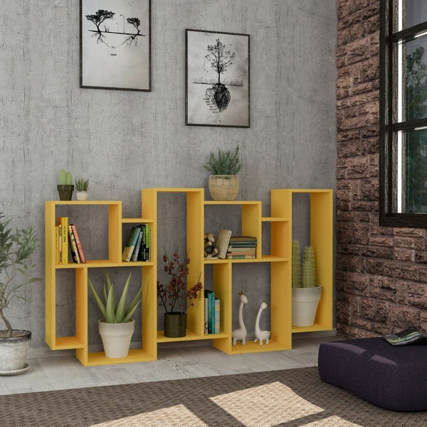 acquista Libreria orizzontale bifacciale 96x25,5x168,5 cm mostarda