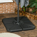 Base per Ombrellone da Giardino 103x103x8,3 cm 72 Kg Riempibile con Acqua o Sabbia in HDPE Nero-2